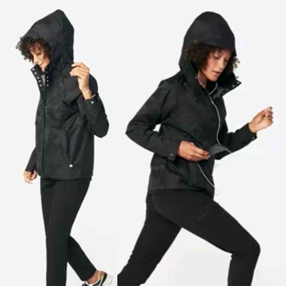 Figs Monochrome Camo Windbreaker Hooded Button-up Jacket Waterproof - XS
